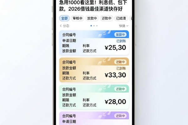 急用1000看这里!利息低、包下款,2026借钱最佳渠道快存好