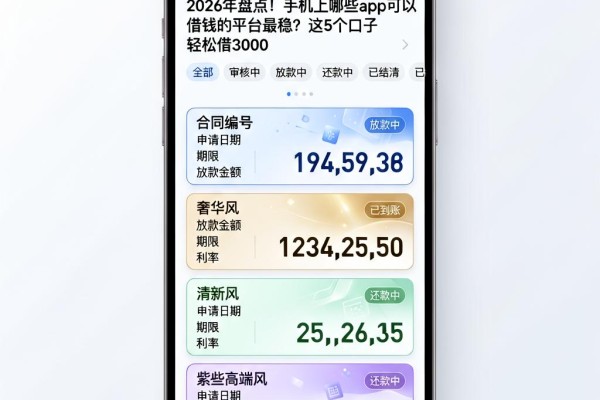 2026年盘点!手机上哪些app可以借钱的平台最稳?这5个口子轻松借3000