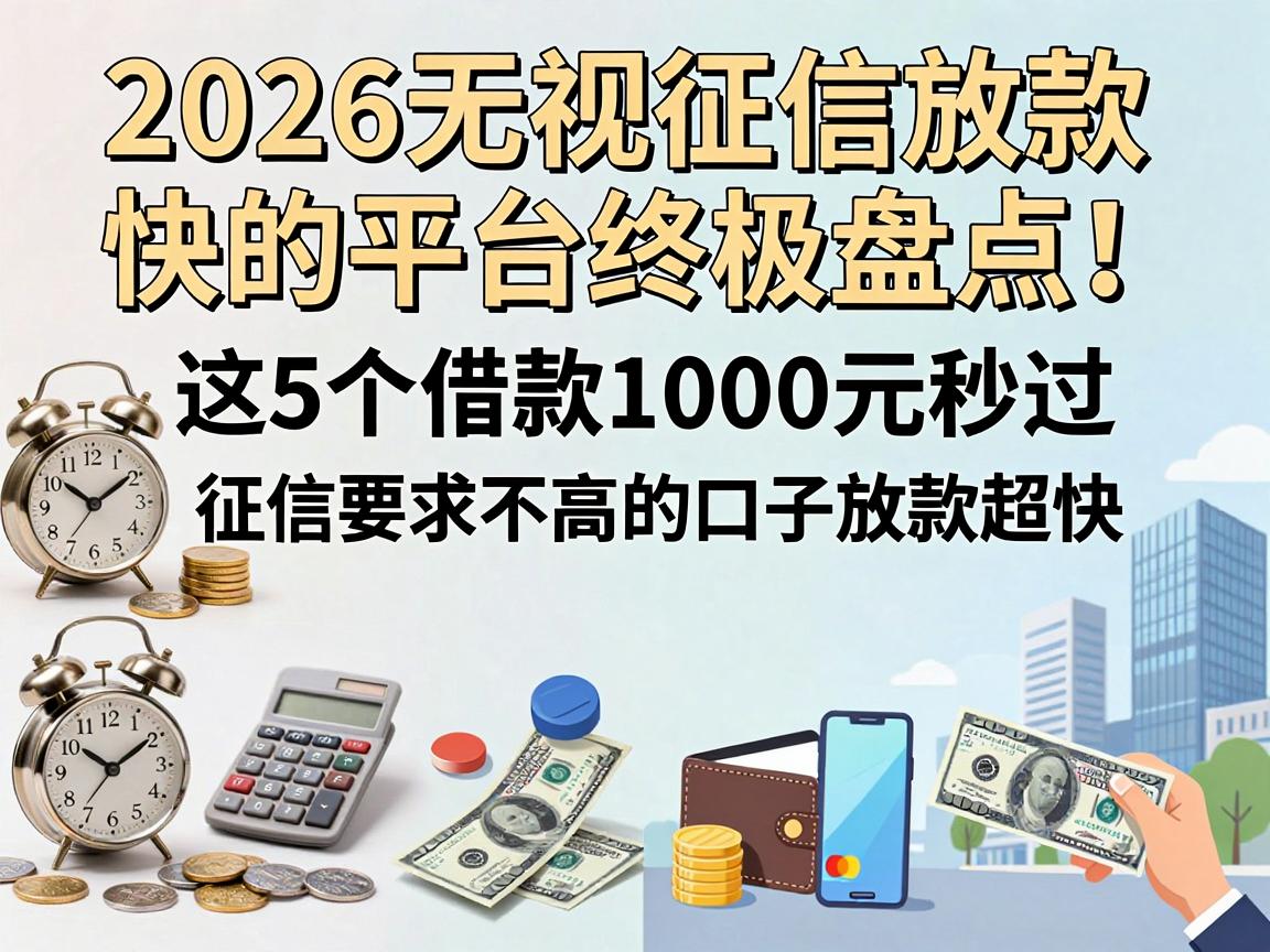 2026无视征信放款快的平台终极盘点!这5个借款1000元秒过、征信要求不高的口子放款超快