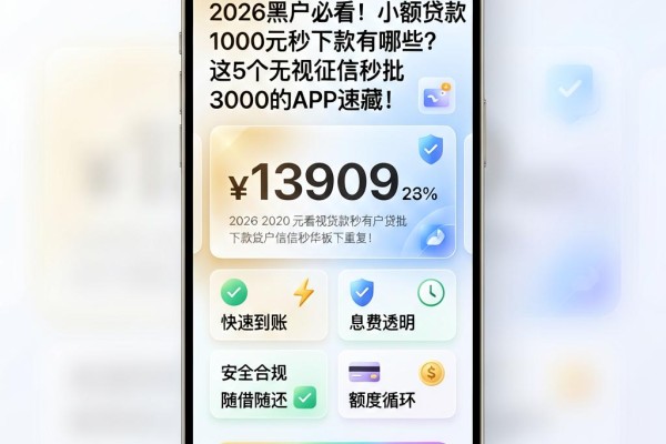 2026黑户必看!小额贷款1000元秒下款有哪些?这5个无视征信秒批3000的APP速藏