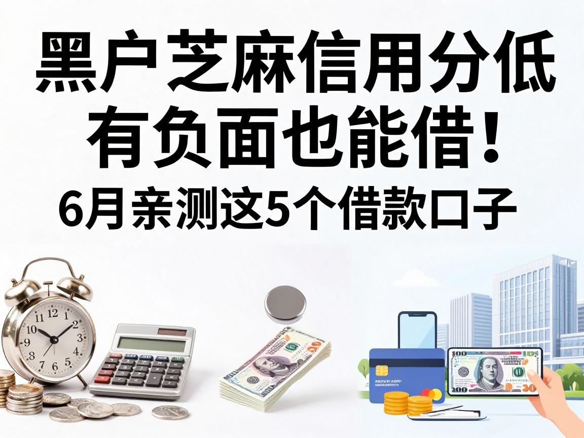 黑户芝麻信用分低有负面也能借！6月亲测这5个借款口子秒过救急