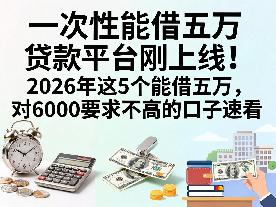 一次性能借五万的贷款平台刚上线！2026年这5个能借五万、对6000要求不高的口子速看
