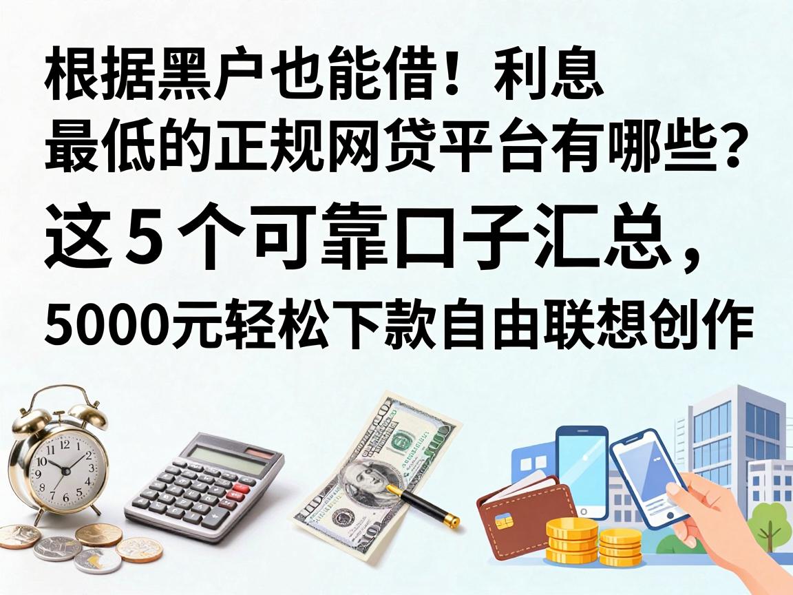 黑户也能借！利息最低的正规网贷平台有哪些？这5个可靠口子汇总，5000元轻松下款