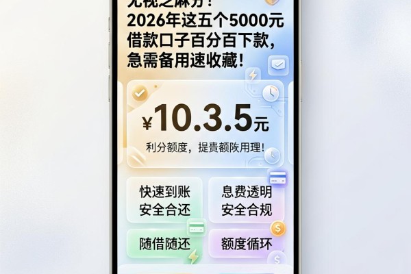 无视芝麻分!2026年这五个5000元借款口子百分百下款,急需备用速收藏!