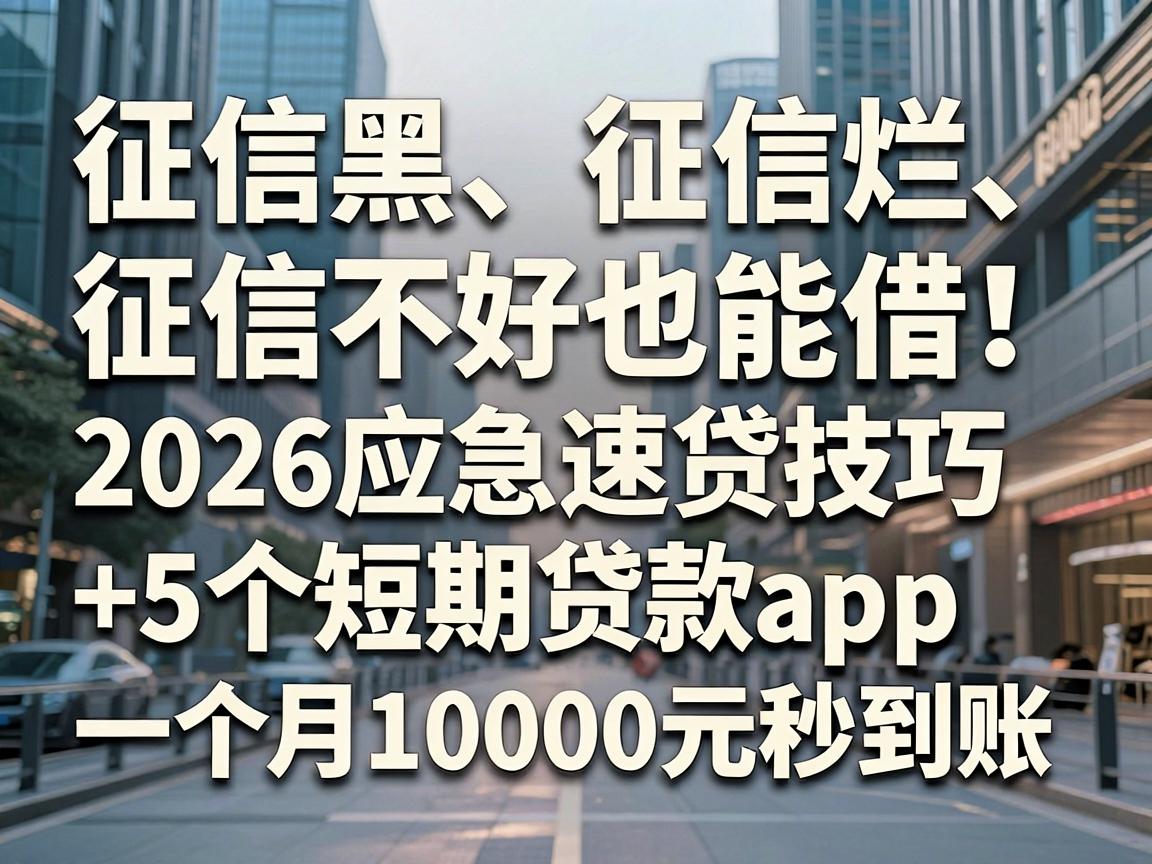 征信黑、征信烂、征信不好也能借！2026应急速贷技巧+5个短期贷款app，一个月10000元秒到账