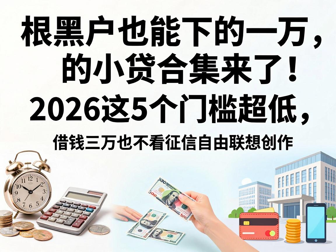 黑户也能下的一万的小贷合集来了！2026这5个门槛超低，借钱三万也不看征信