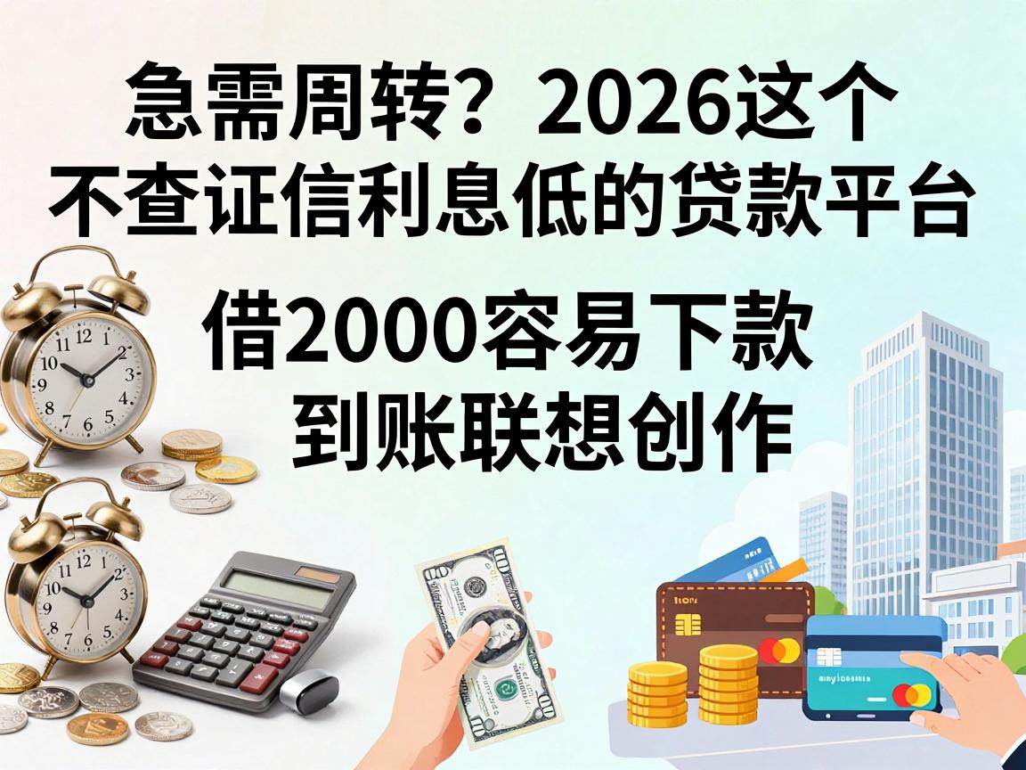 急需周转？2026这5个不查证信利息低的贷款平台，借2000容易下款、到账超快