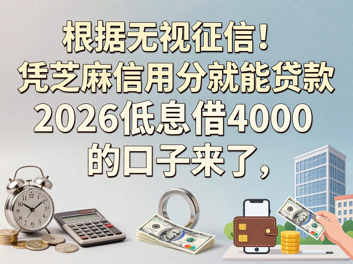 无视征信！凭芝麻信用分就能贷款，2026低息借4000的口子来了