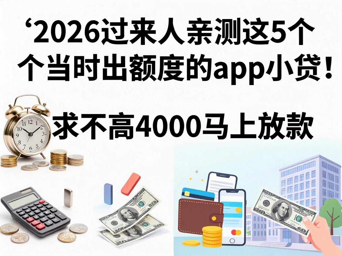 黑户必看！2026过来人亲测这5个当时出额度的app小贷，要求不高4000马上放款