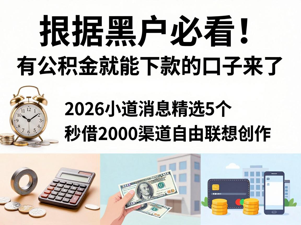黑户必看！有公积金就能下款的口子来了，2026小道消息精选5个秒借2000渠道