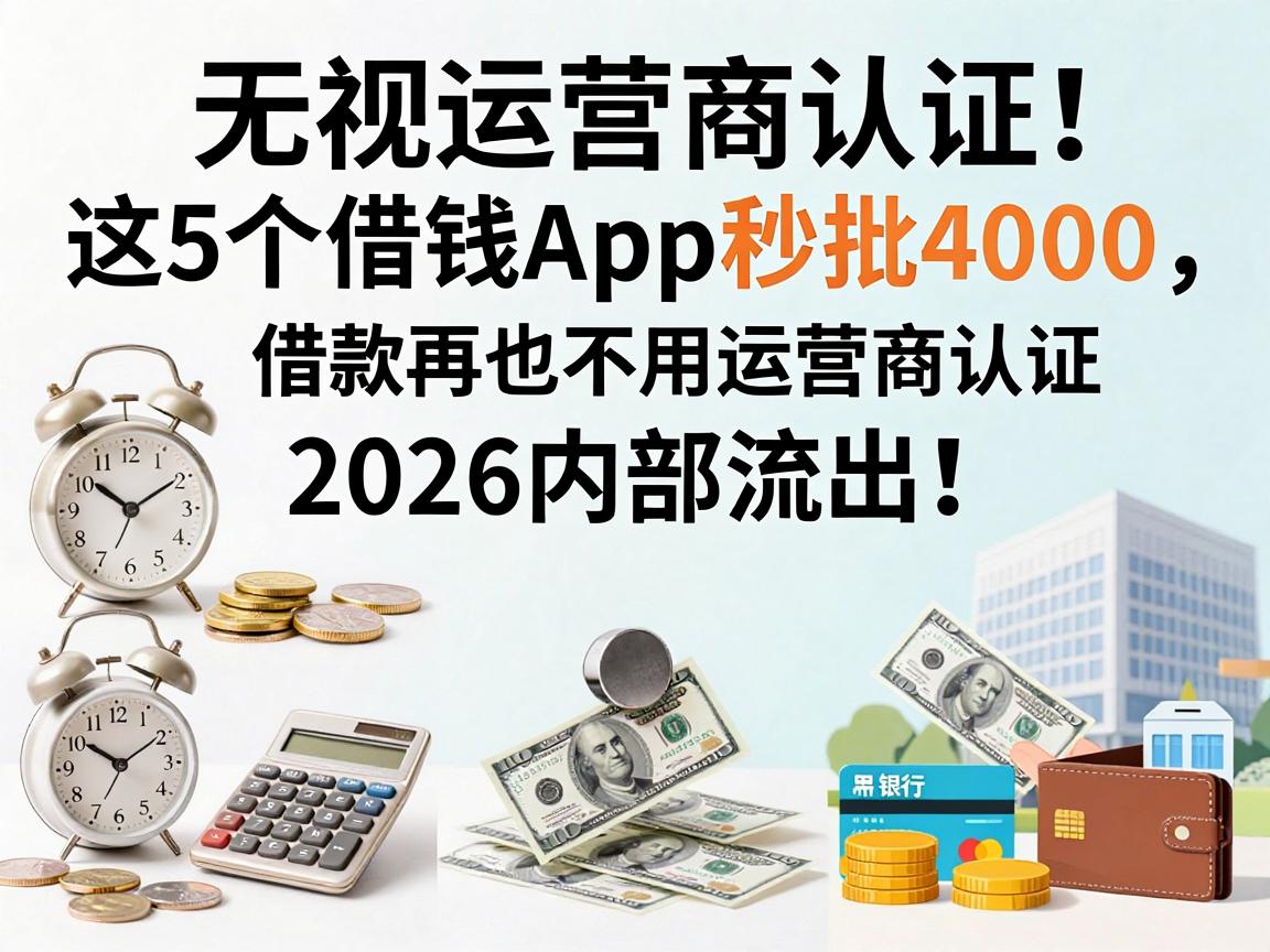 无视运营商认证!2026内部流出:这5个借钱App秒批4000,借款再也不用运营商认证