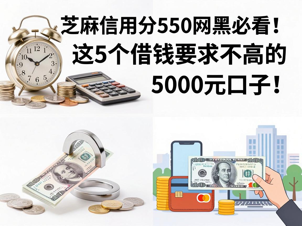 芝麻信用分550网黑必看！这5个借钱要求不高的5000元口子总结