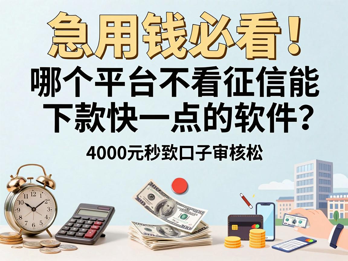 急用钱必看!哪个平台不看征信能下款快一点的软件?这几家借款口子审核松,4000元秒到账