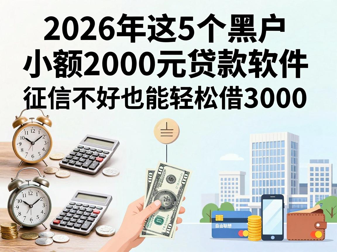 黑户必看！2026年这5个黑户小额2000元贷款软件，征信不好也能轻松借3000