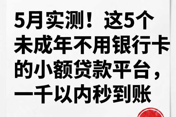 5月实测!这5个未成年不用银行卡的小额贷款平台,一千以内秒到账