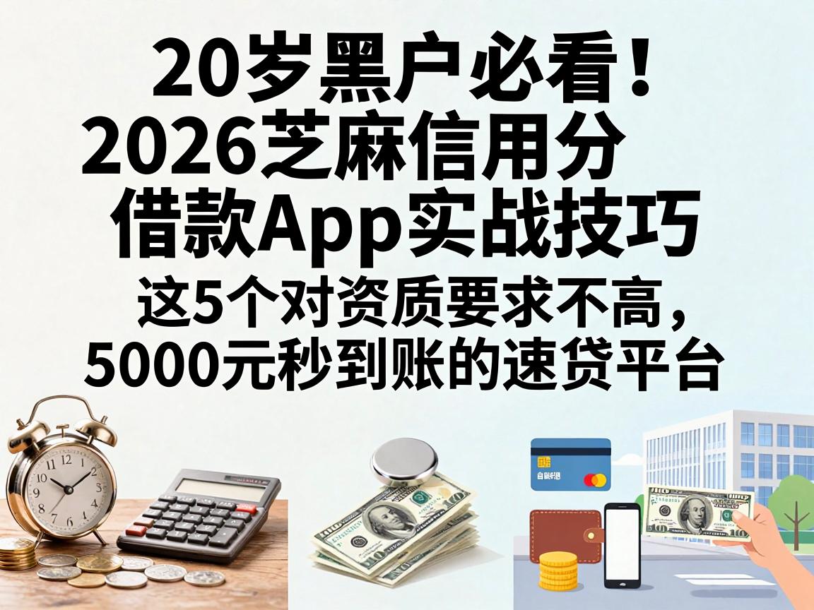 20岁黑户必看!2026芝麻信用分借款App实战技巧,这5个对资质要求不高、5000元秒到账的速贷平台