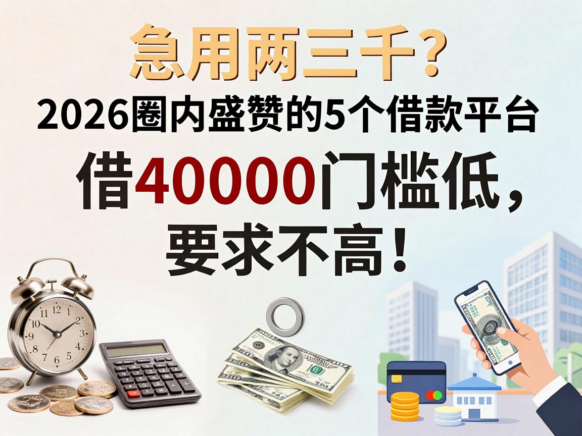 急用两三千？2026圈内盛赞的5个借款平台，借40000门槛低、要求不高！