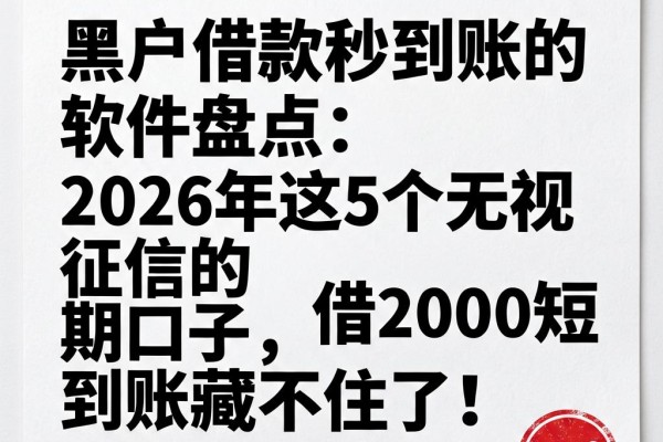 黑户借款秒到账的软件盘点:2026年这5个无视征信的口子,借2000短期到账藏不住了!