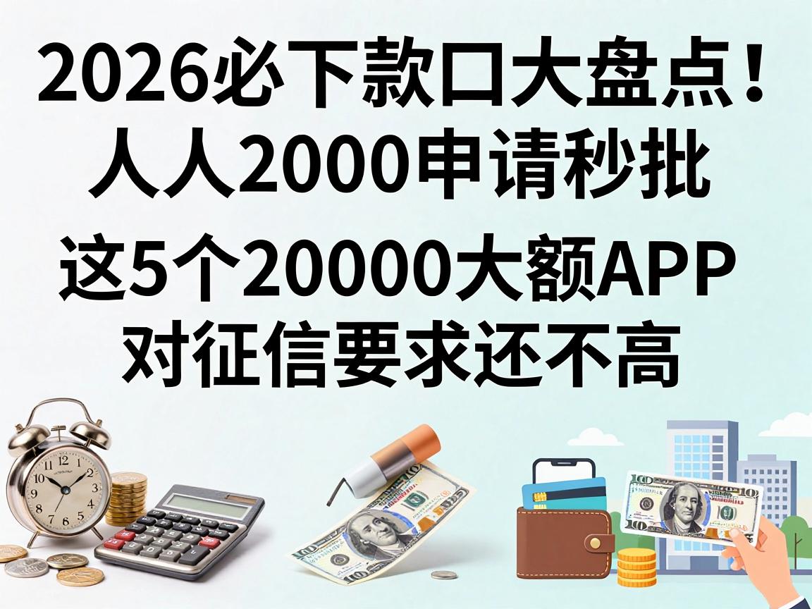 2026必下款口子大盘点！人人2000申请秒批，这5个20000大额APP对征信要求还不高
