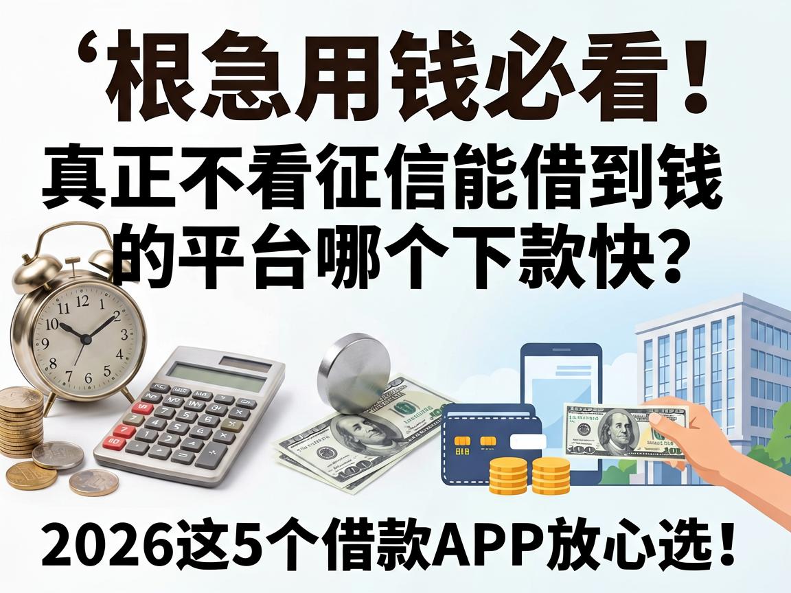 急用钱必看！真正不看征信能借到钱的平台哪个下款快？2026这5个借款APP放心选！