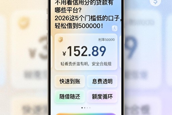 不用看信用分的贷款有哪些平台?2026这5个门槛低的口子,轻松借到50000!