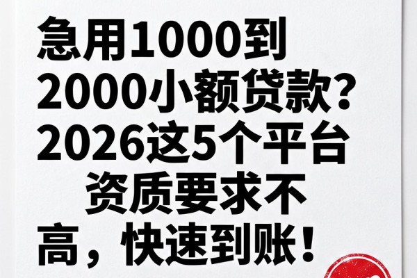 急用1000到2000小额贷款?2026这5个平台资质要求不高,快速到账!