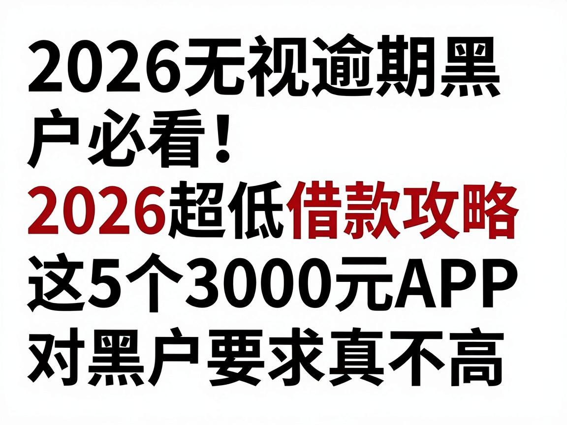 2026无视逾期黑户必看！2026超低门槛借款攻略，这5个3000元APP对黑户要求真不高