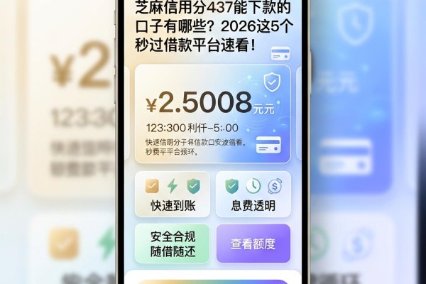 芝麻信用分437能下款的口子有哪些?2026这5个秒过借款平台速看