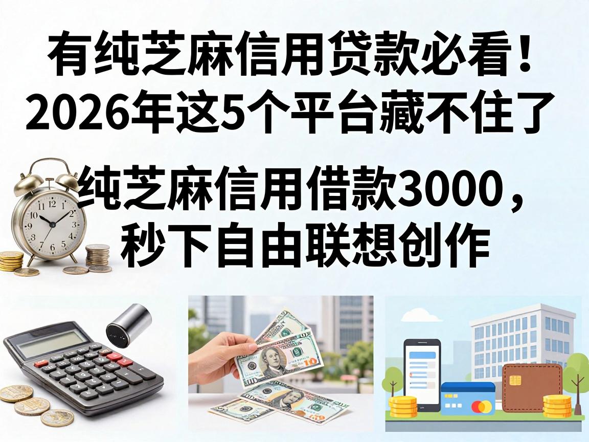 有纯芝麻信用贷款必看！2026年这5个平台藏不住了，纯芝麻信用借款3000秒下