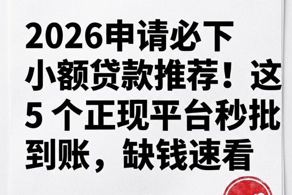 2026申请必下小额贷款推荐!这5个正规平台秒批到账,缺钱速看