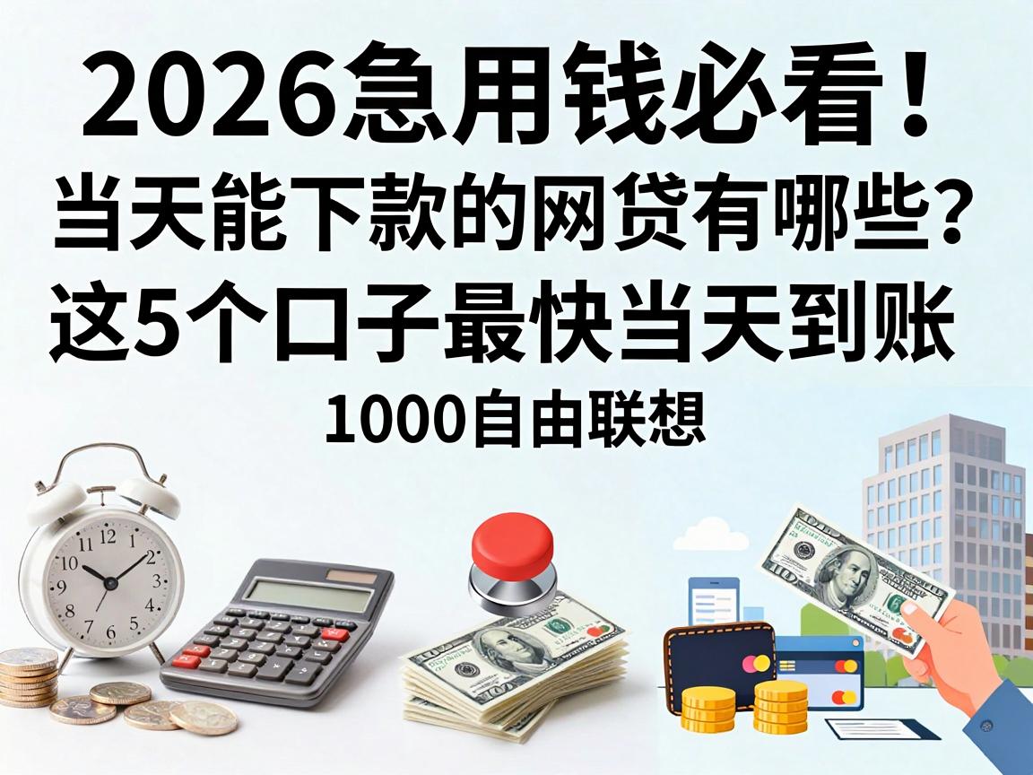 2026急用钱必看!当天能下款的网贷有哪些?这5个口子最快当天到账1000