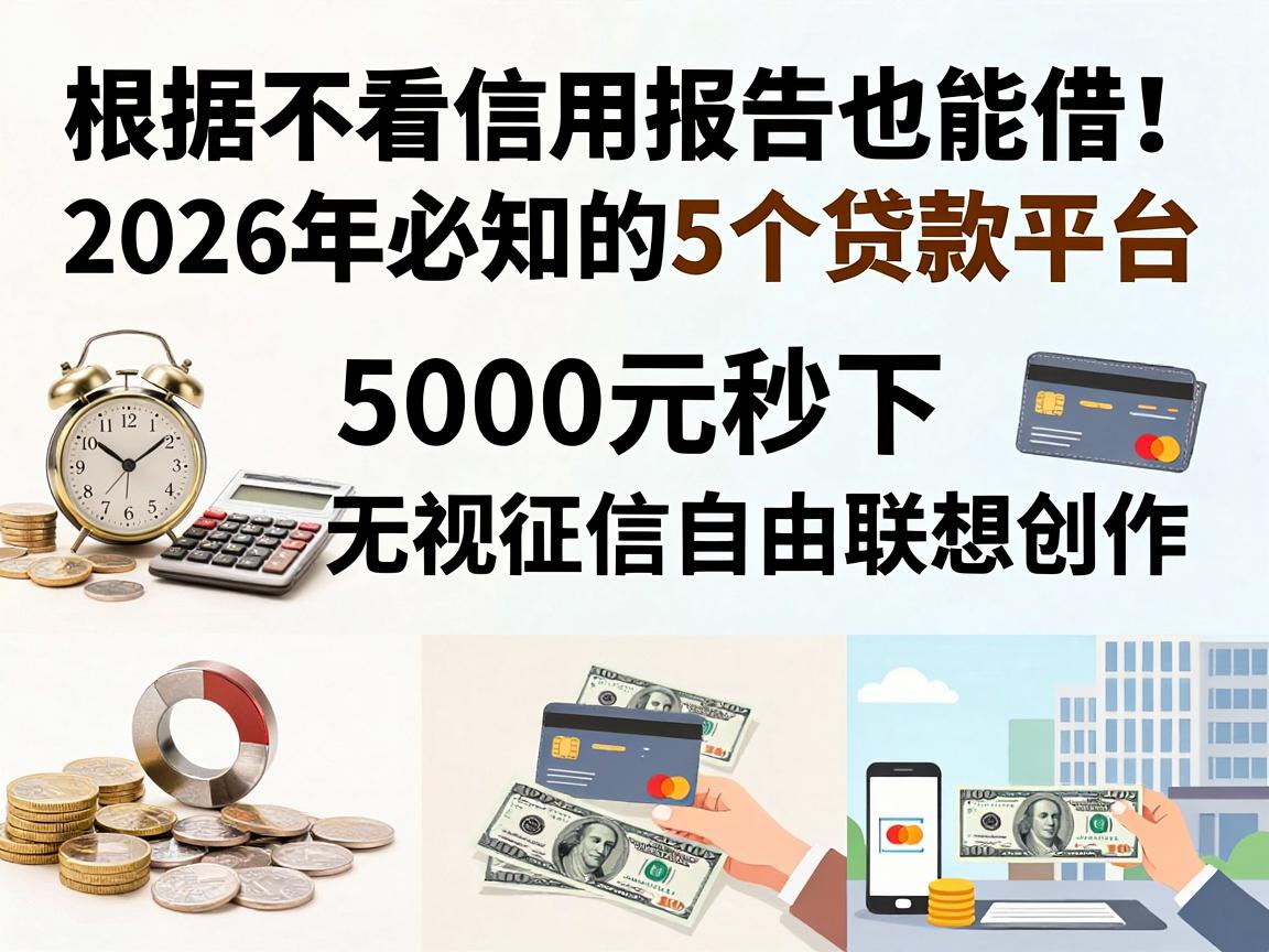 不看信用报告也能借!2026年必知的5个贷款平台,5000元秒下无视征信