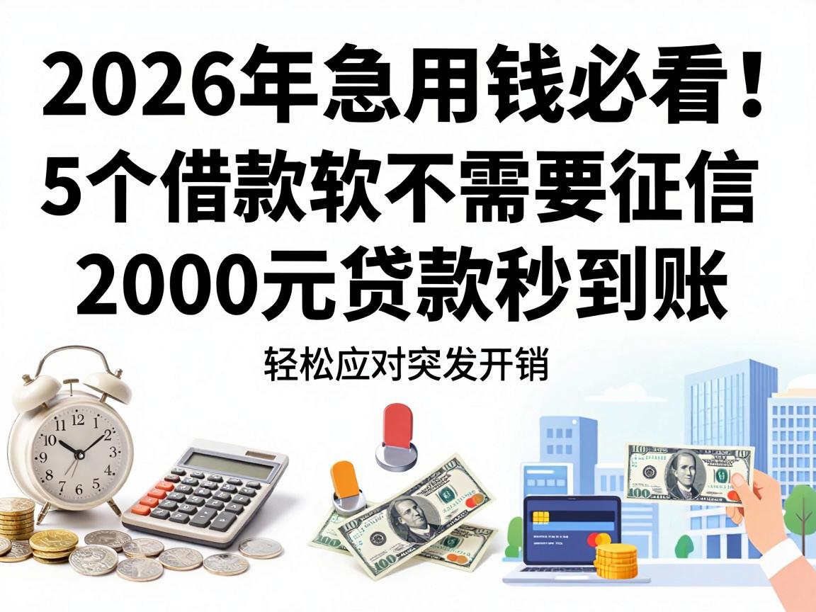 2026年急用钱必看！这5个借款软件不需要征信，2000元贷款秒到账轻松应对突发开销