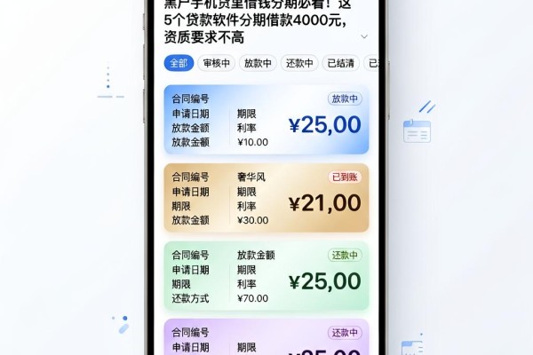 黑户手机贷里借钱分期必看!这5个贷款软件分期借款4000元,资质要求不高