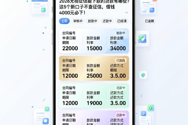 2026无视征信能下款的贷款有哪些?这5个新口子不查征信,借钱4000元必下!