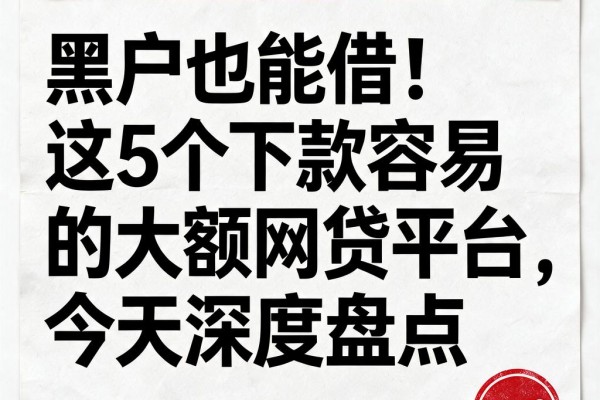 黑户也能借!这5个下款容易的大额网贷平台,今天深度盘点