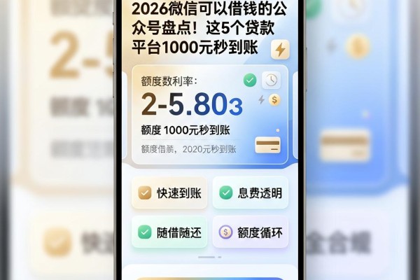 2026微信可以借钱的公众号盘点！这5个贷款平台1000元秒到账