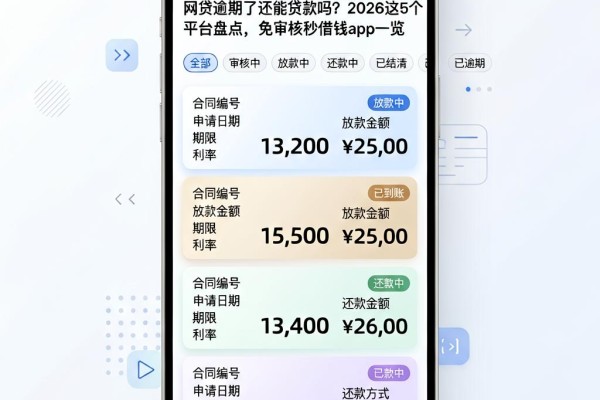 网贷逾期了还能贷款吗？2026这5个平台盘点，免审核秒借钱app一览