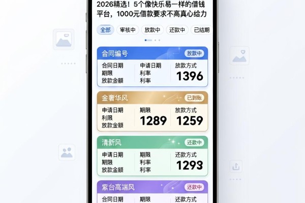 2026精选！5个像快乐易一样的借钱平台，1000元借款要求不高真心给力