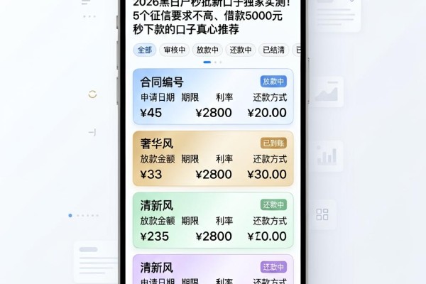 2026黑白户秒批新口子独家实测！5个征信要求不高、借款5000元秒下款的口子真心推荐
