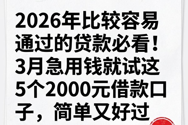 2026年比较容易通过的贷款必看!3月急用钱就试这5个2000元借款口子,简单又好过