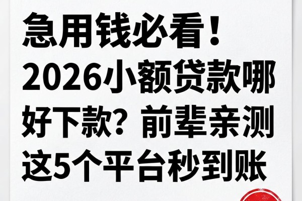 急用钱必看！2026小额贷款哪个好下款？前辈亲测这5个平台秒到账