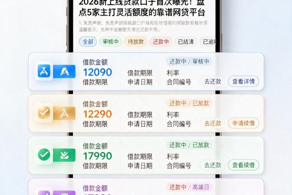 2026新上线贷款口子首次曝光！盘点5家主打灵活额度的靠谱网贷平台