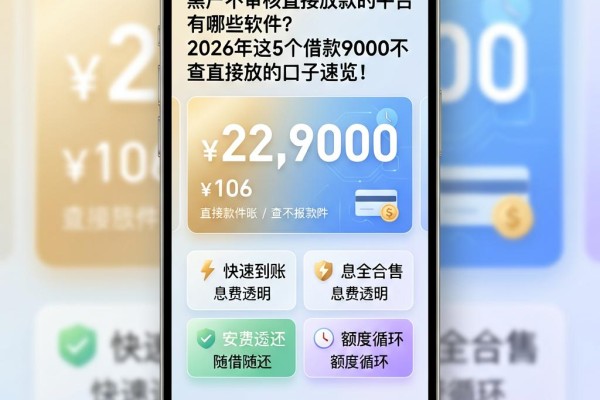 黑户不审核直接放款的平台有哪些软件?2026年这5个借款9000不查直接放的口子速览!