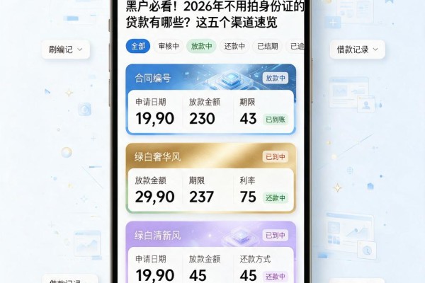 黑户必看！2026年不用拍身份证的贷款有哪些？这五个渠道速览