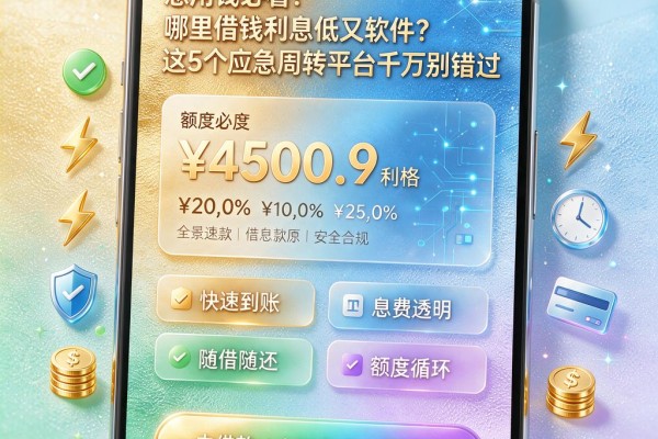 急用钱必看!哪里借钱利息低又软件?这5个应急周转平台千万别错过