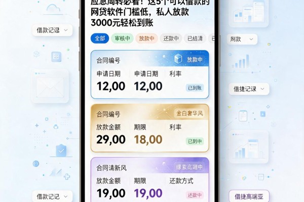 应急周转必看!这5个可以借款的网贷软件门槛低,私人放款3000元轻松到账