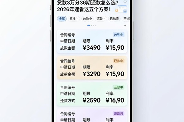 贷款3万分36期还款怎么选?2026年速看这五个方案!