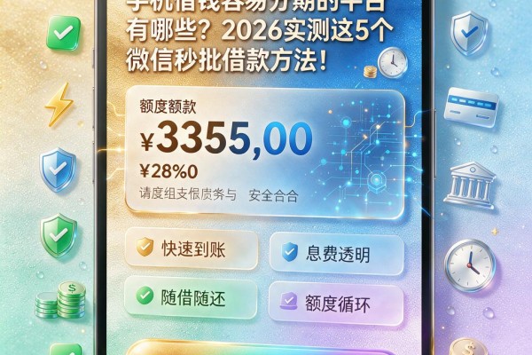 手机借钱容易分期的平台有哪些？2026实测这5个微信秒批借款方法！