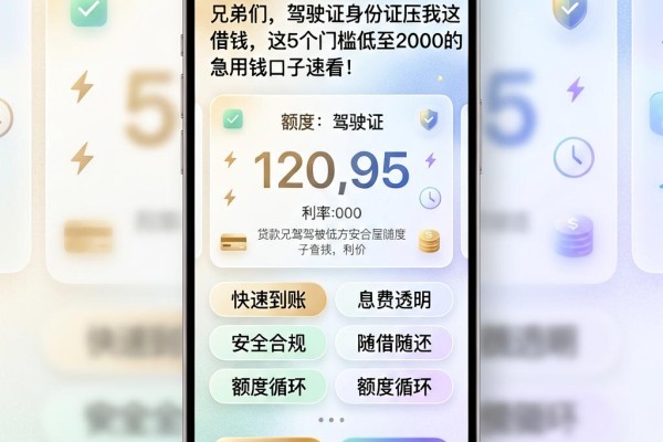 兄弟们，驾驶证身份证压我这借钱，这5个门槛低至2000的急用钱口子速看！